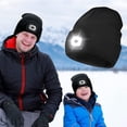 thumbnail image 4 of GRNSHTS Unisex LED Beanies with Light for Kids, USB Rechargeable LED Knitted Caps Winter Warm Knitted Flashlight Hats for Hiking, Biking, Camping at Night, Outdoor Sports (Black), 4 of 9