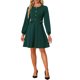 thumbnail image 2 of Vestido de trabajo de manga larga para mujer con decoración de botones en contraste L Verde, 2 of 6