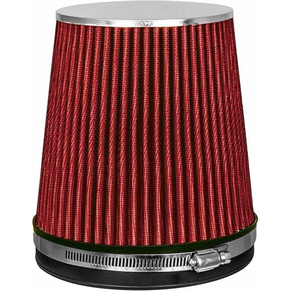 RED 6" 152 mm Inlet Short Truck Cold Air Cone Replacement Performance Washable Clamp-On Dry Air Filter (6" Tall)
