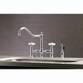 thumbnail image 2 of Kingston Brass KS3271PXBS Restoration Bridge Kitchen Faucet with Brass Side Sprayer, Polished Chrome, 2 of 8