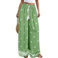 thumbnail image 3 of Women's Wide Leg Palazzo Pants 2026 Summer Boho Trousers Flowy Spring Beach Vacation Resort Wear Pants, #01 Green, XL, 3 of 6