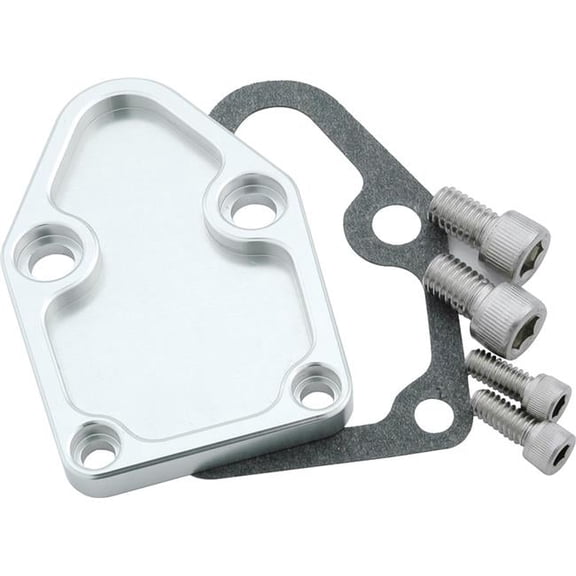 Allstar Fuel Pump Blockoff - Aluminum - Clear Anodize - Small Block Chevy - Each