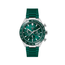 Tag Heuer Carrera Chronograph Calibre Heuer 02 Green Dial Rubber Strap Men's Watch CBN2A1N.FT6238