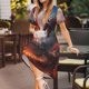 thumbnail image 3 of Easygdp Fire Sky Dragon para Vestido Transpirable de Mujer, Vestido Suelto de Manga Corta con Pliegues y Bolsillos para el Verano, 3 of 6
