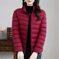thumbnail image 3 of TKLPEHG Women Puffer Jacket Light Down Jackets Long Sleeve Soft Short Coat Windbreaker Winter Coats (Red,XXXXL), 3 of 6
