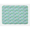thumbnail image 1 of Leaves Bath Mat, Composition of Foliage Detailed Arrangement with Ornate Nature Illustration, Plush Bathroom Decor Mat with Non Slip Backing, 29.5" X 17.5", Green Blue White, by Ambesonne, 1 of 2
