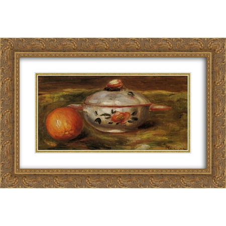 Gold Open Sugar Bowl Pierre Auguste Renoir 2x Matted 24x16 Gold Ornate Framed Art Print 'Still Life with Orange and Sugar Bowl' ()
