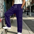 thumbnail image 6 of Iyufng Men's Knee Pleated Detail Wide Leg Casual Sweat Pants Drawstring Elastic Waist with Side Pockets, 6 of 9