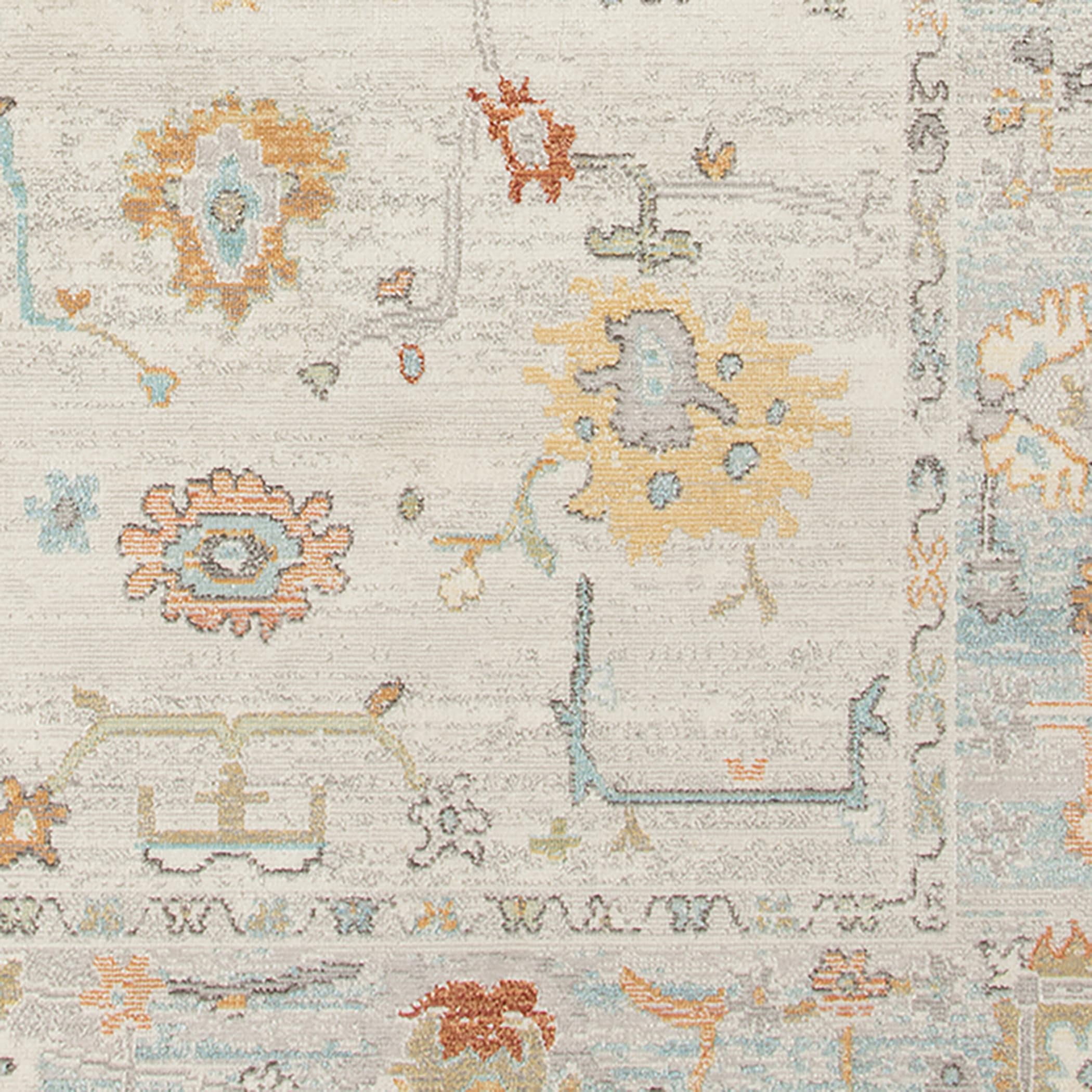 Luxee Designs Bohemian Style Bordered Indoor/Outdoor Area Rug 2x3 for High Traffic Area - Beige/Blue