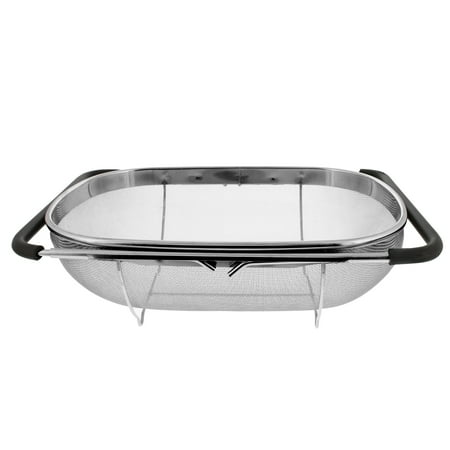 - U.S. Kitchen Supply Over the Sink Deep Well Oval Stainless Steel Colander Fine Mesh w/ Extendable Handle