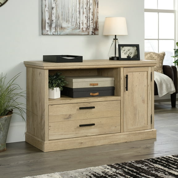 Sauder Aspen Post Prime Oak Filing Cabinet with Drawer and Door, Prime Oak Finish