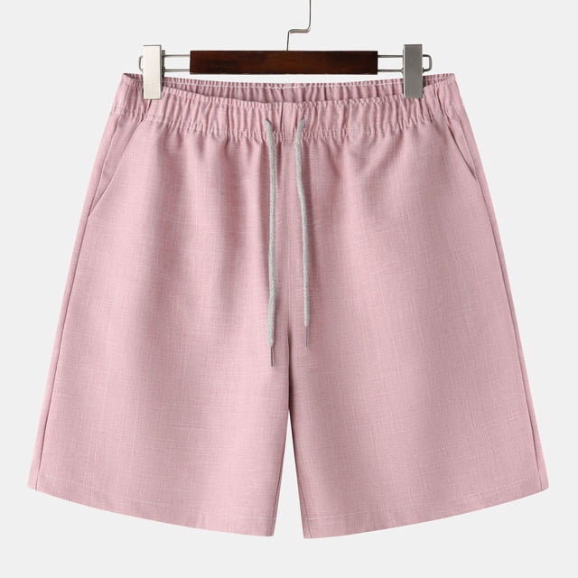 toraway Men Spring And Summer Pant Casual All Solid Color Painting Loose Plus Size Trouser Fashion Beach Pockets Short M