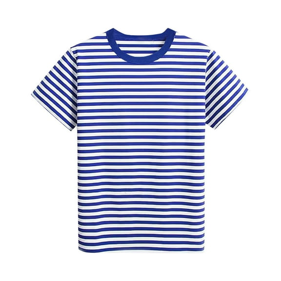 Xudanell Stripe T Shirt Toddler Boys and Girls Kids Short Sleeve Shirts Rainbow (Blue, 8-9 Years)