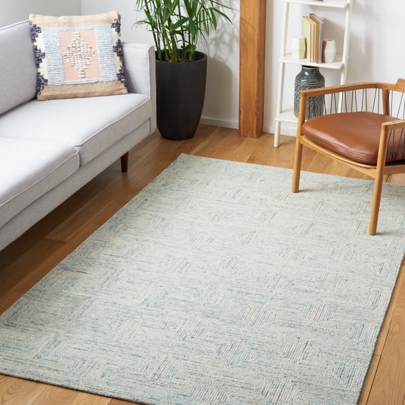 Safavieh Ikat Deonte Solid Wool Area Rug, Teal/Gray, 5' x 8'