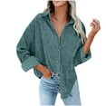 thumbnail image 2 of VEKDONE 2023 Clearance Women Casual Corduroy Shirt Oversize Ladies Shacket Jacket Long Sleeve Button Down Boyfriend Blouse Open Front Coat Top, 2 of 8
