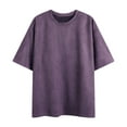 thumbnail image 5 of POIUYTR Men's Suede T-shirt Short Sleeve Faux Suede Crew Neck Tops Casual Basic Solid Color Tee Shirt, 5 of 7