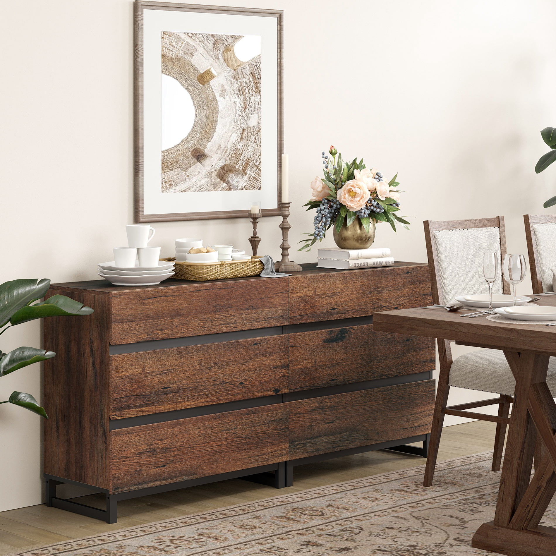 Dresser with 6 Drawers for Bedroom