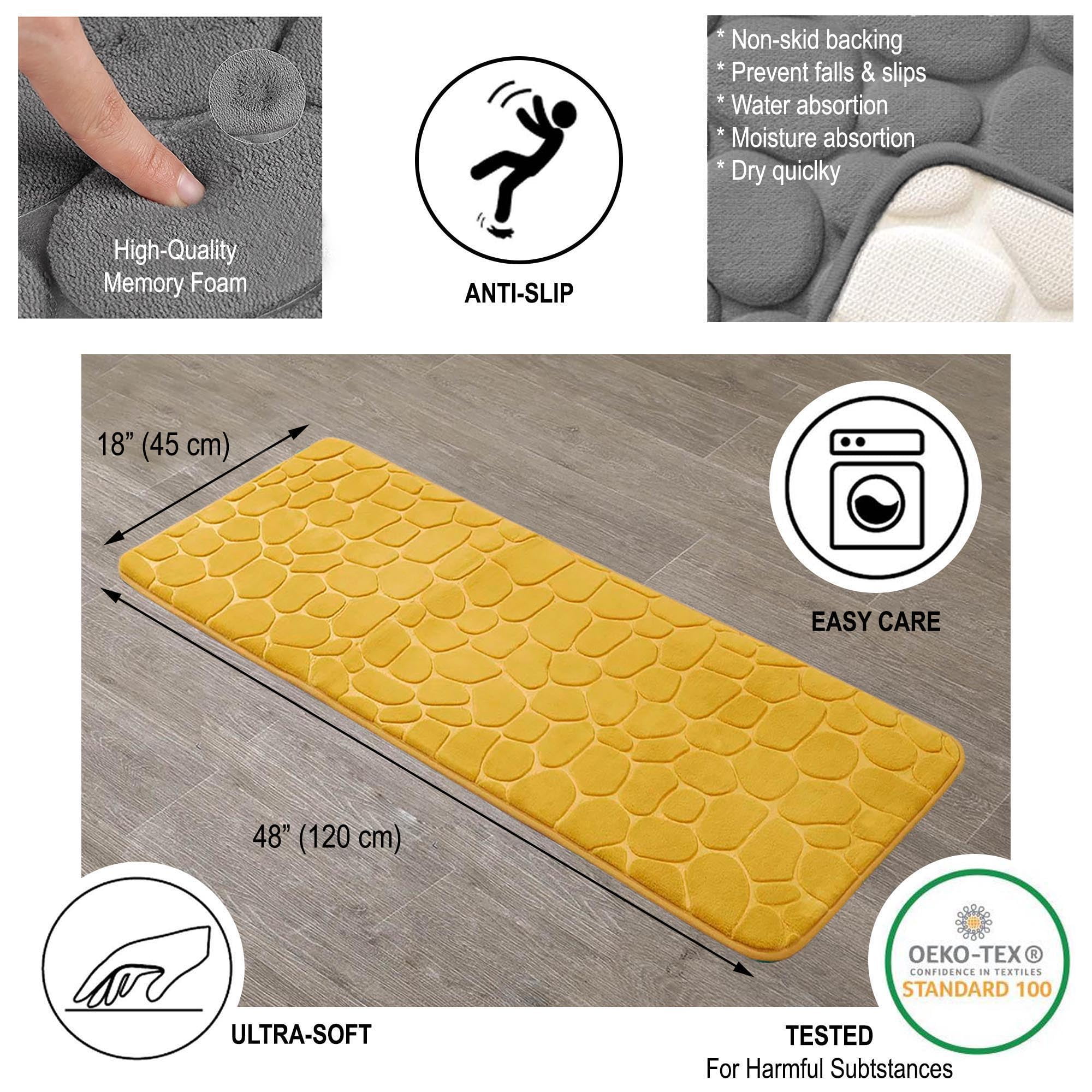 Contour Bath Rug Memory Foam Mat 3D Pebble 20L x 20W - Yellow Mustard