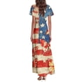 thumbnail image 5 of Women's Summer Flowy Maxi Dress American Flag Print 4Th of July Dress,Elegant Short Sleeve Flowy Beach Boho Dress, 5 of 5