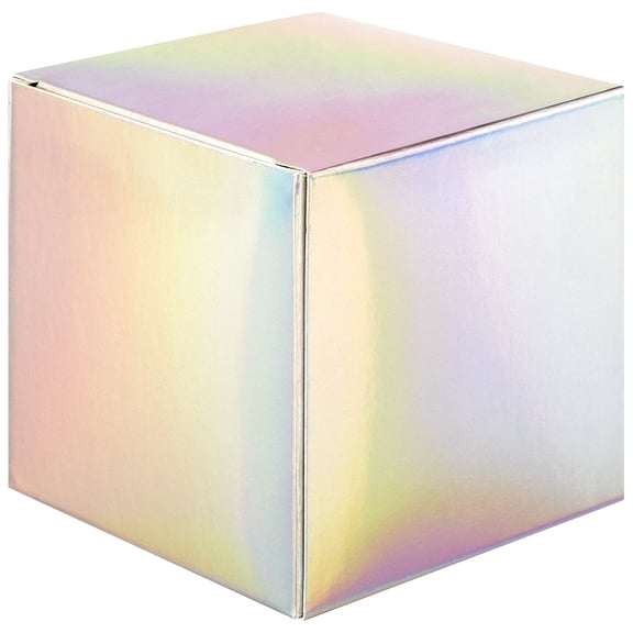 Koyal Wholesale Iridescent Party Favor Boxes, 3 x 3 x 3 inch, 50 Pack, Holographic Foil Treat Boxes, Gift Tuck Box