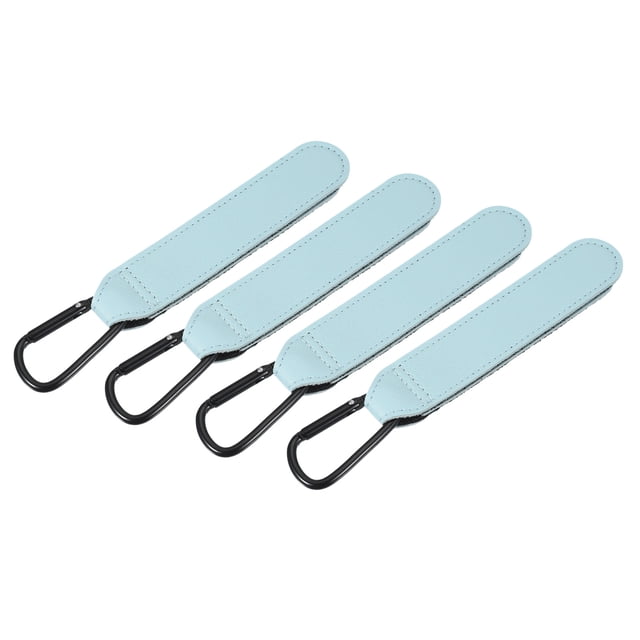 REGALWOVEN 4 Pack Shopping Cart Hooks, Leather Adjustable Shopping Cart Hooks Multi-Function Hooks for Trolleys Backpacks Wheelchairs Shopping Carts, Light Blue