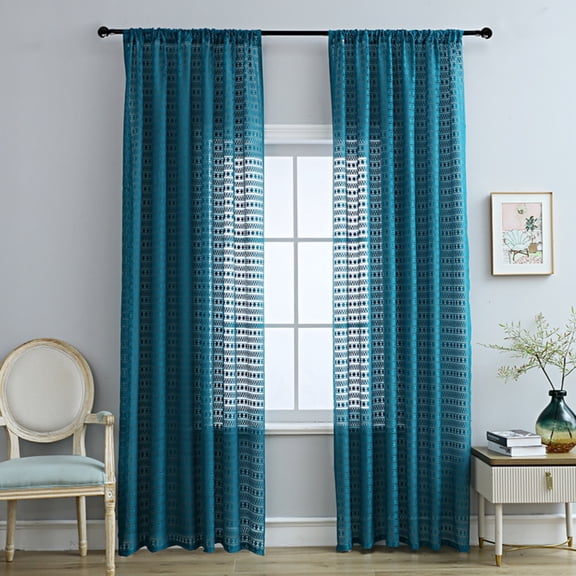 LEFXSMR Sheer Curtains, Solid Color Translucent Living Room Curtains, Breathable Voile Curtains for Living Room & Bedroom, 59.06x62.99" Navy