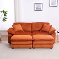 thumbnail image 4 of Loveseat Sofa Sectional Sofa with Ottoman,Modern Sleeper Couch with Pillows, Corduroy Comfy Upholstered Deep Seat Modular Sofa for Living Room, Apartment,Office,Orange, 4 of 9