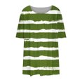 thumbnail image 5 of cocolona Womens Plus Size Summer Tops Crew Neck Short Sleeve Front Pleated T-shirts Casual Loose Stripe Print Tees Blouse, 5 of 6