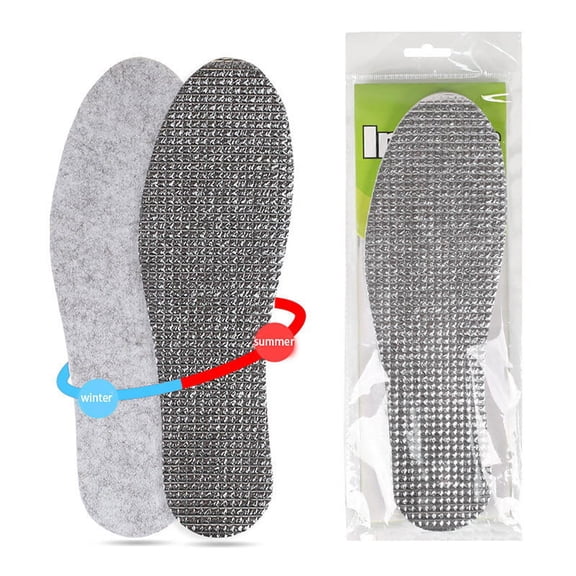 1Pair Aluminum Foil Insoles Winter Warm Summer Cool Wool Shoe Pads Insert Soles