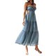 thumbnail image 2 of Lucakuins, vestido largo informal de verano para mujer, vestido sin mangas con lazo de Color sólido y espalda descubierta, vestido de fiesta a la moda con tirantes Lucakuins moda, 2 of 8