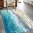thumbnail image 3 of Aqua Blue Beach Area Rug 3x5 FT, Non Slip Entryway Bedside Carpet, Coastal Seawaves Sand Shore Scenery Washable Soft Floor Carpet Indoor Mat Non-Shedding Throw Rug for Dorm Kitchen Home Office, 3 of 9