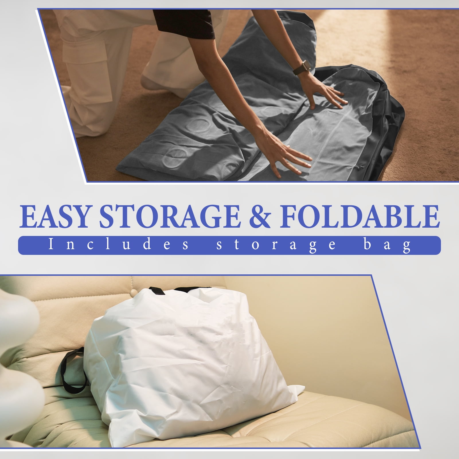 Full Size Air Mattress with Built in Pump,High Portable 10" Inflatable Mattress,Blow Up Mattress for Travel,Home and Guest(Pale Gray)