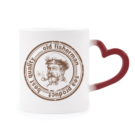 

Old Fisherman Captain Classic Country City Heat Sensitive Mug Red Color Changing Stoneware Cup