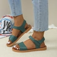 thumbnail image 5 of BADHUB Flat Sandals for Women Summer Open Toe Ankle Strap Slip on Comfy Low Wedge Lightweight Casual Breathable Beach Shoes Green 39, 5 of 8