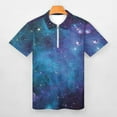thumbnail image 3 of Purple Galaxy Men Zipper T-shirt Summer Casual Short Sleeve T-shirt Top, 3 of 7