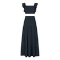 thumbnail image 5 of Oplxuo Women's 2 Piece Outfits Ruffle Square Neck Crop Tank Top Matching Tiered Swing Maxi Skirt Vacation Dress Sets, 5 of 6
