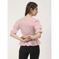 thumbnail image 2 of Moomaya Solid Cotton Tops For Women, 3/4th Sleeve Blouse, Smocked Waist Tops, 2 of 7