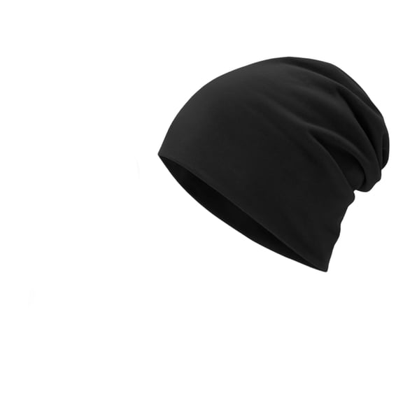 Voska Unisex Slouchy Beanie - Lightweight Cotton Skull Cap For Sleeping, Lounging & Outdoor Travel-Friendly Black one size