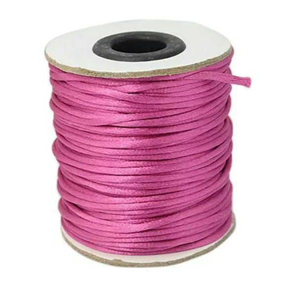 U8MO 50yards/roll Nylon Rattail Satin Cord Beading String Chinese Knotting Thread 2mm-MediumVioletRed