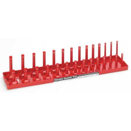Socket Tray, 1/2 In Dr., SAE, Standard and Deep, ABS Plastic, Red, Hansen, 1201