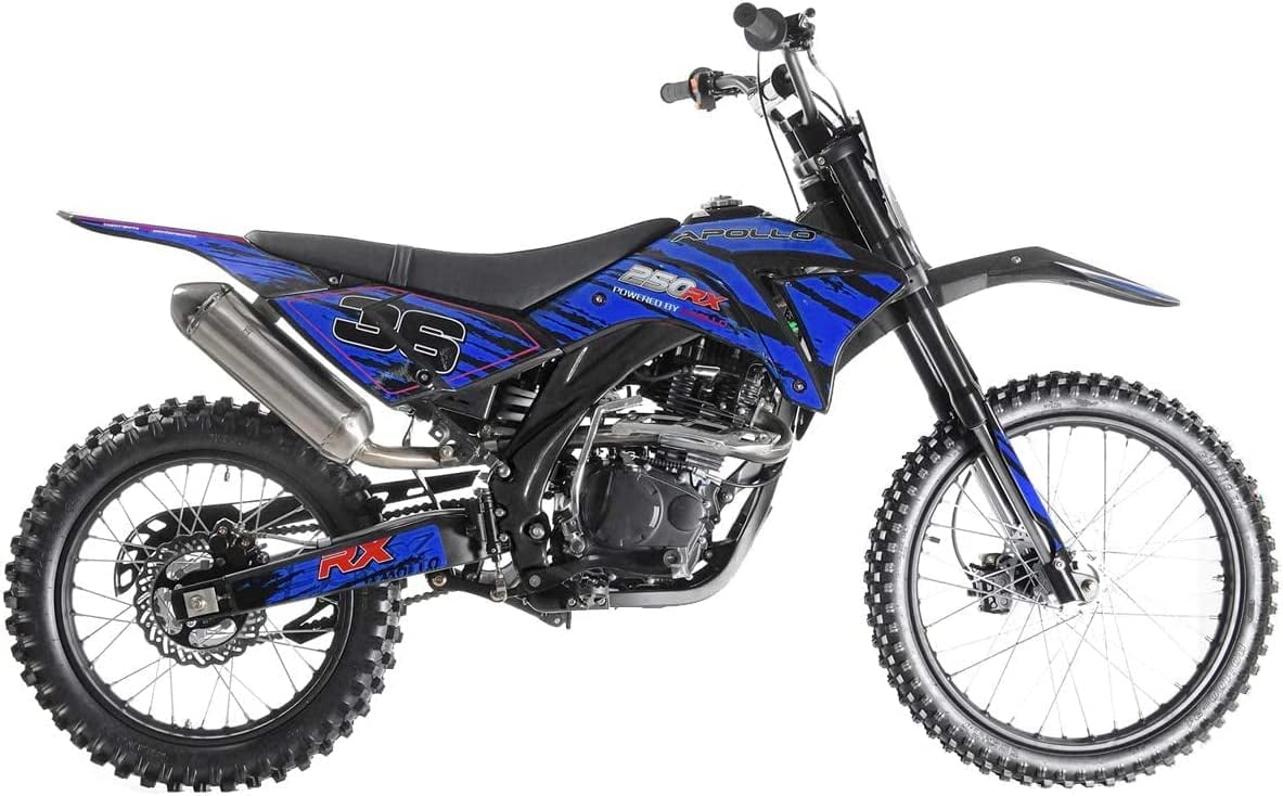NEW Apollo AGB 36 Adults Youth 250cc DB36 Dirt Bike Pit Bike Gas Dirt Bike Manual Clutch 5 Speed Gas Motorcycle - Sporty Black color