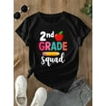 thumbnail image 1 of Summer Cool New Back-to-School Fashion Trendy Girl in Grade 2 Apple Pencil Letter Pattern Print Round Neck Short Sleeve T-Shirt Kids Versatile Top Cotton Casual Sporty Tee Machine Washable All Season, 1 of 6
