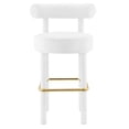 thumbnail image 5 of Bar Stool Chair Barstool, White, Velvet, Pub Cafe Bistro Dining Kitchen Hospitality Restaurant, Modern Contemporary Boutique HB34830, 5 of 9