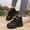 Black, variant on Boots for Women Fashion British Warm Non Slip Platform Heel Short Boots Winter Comfy Outdoor Shoes With Strap Black 9 Wide(EU:42)