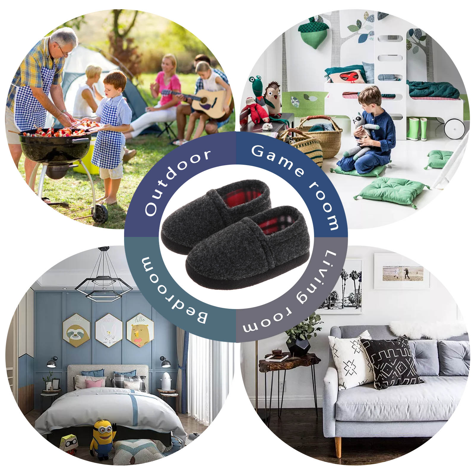 HOMEHOT Kids' Fuzzy House Slippers Black photo 7