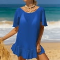 thumbnail image 2 of fatyb Swimsuit Cover up for Women Short Sleeve Bathing Suit Cover up Womens Swimwear Dress for Beach, 2 of 5