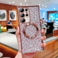thumbnail image 5 of for Samsung Galaxy S23 Ultra Case Compatible with MagSafe Cute Leopard Glitter Magnetic Phone Case Luxury Plating Clear Camera Lens Cover Shockproof Soft S23 Ultra Case 6.8" for Women (Pink), 5 of 10