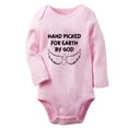 thumbnail image 2 of iDzn Hand Picked for Earth by God Funny Rompers, Newborn Baby Unisex Bodysuits, Infant Jumpsuits, Toddler Kids Long Sleeve Oufits (Pink, 0-6 Months), 2 of 5