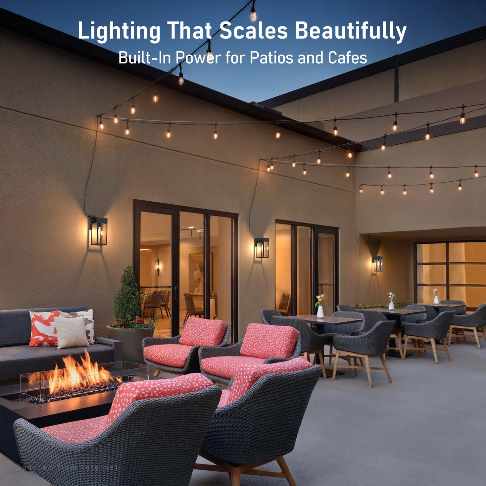 4 Pack Dusk to Dawn Outdoor Rectangular Wall Sconce with GFCI Outlet, E26 Base Exterior Wall Light, Max 60W, Waterproof Wall Mounted Porch Light