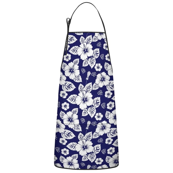 Pioneer Flower Floral Print Pattern Cotton Linen Apron with Pockets, Waterproof Adjustable, 33x27 Inch for Kitchen, Gardening, BBQ, Salon